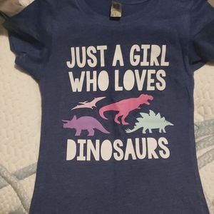 Just A Girl Who Loves Dinosaurs Sz S Blue Tee